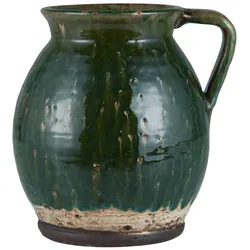 IB Laursen Vase mit Henkel rustikal Avignon, Höhe 19, Ø 17.5 cm, grün
