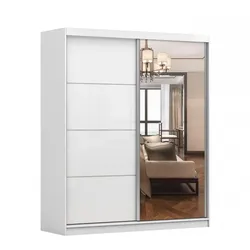 SCHWEBETÜRENSCHRANK Multi 35 Weiß/Weiß Semigloss + Spiegel 183 cm