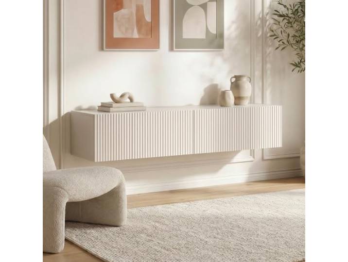 Sicaan Leya 160 cm beige Wand-TV-Möbel mit Auszugsschienen