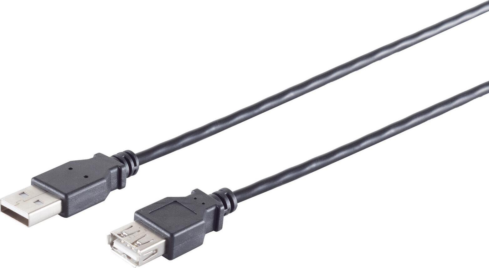 S-CONN USB A naar USB A kabel, USB 2.0, 0,48 Gbit/s, 1 meter, zwart