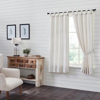 VHC Brands Stitched Burlap White Short Panel Set of 2 63x36