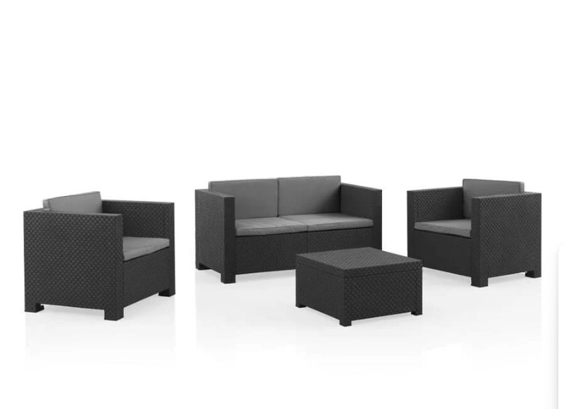 Sp-Berner Berner Diva Comfort Graphite tuinset – premium 4-persoons loungeset van gerecycled kunststof