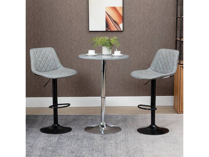 HOMCOM 2 Tabourets Bar Pivotants Réglables Cuir Synthétique Gris
