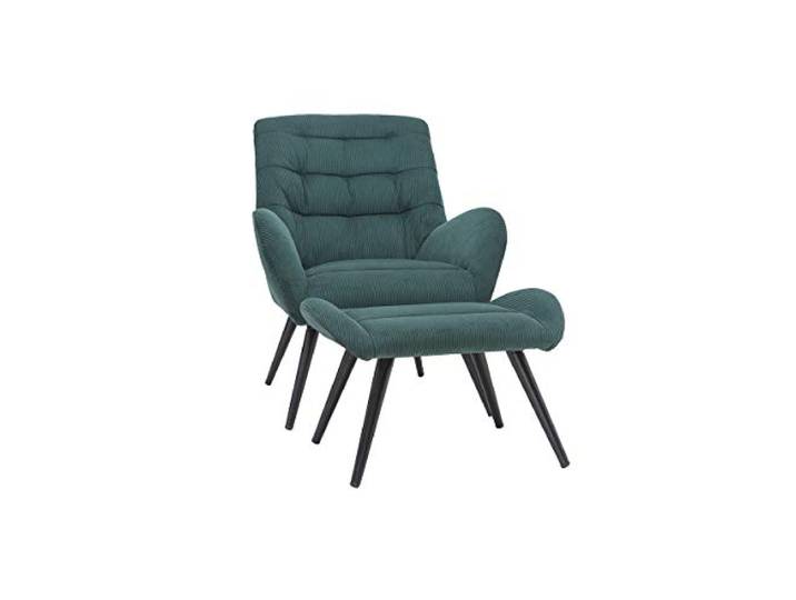 Miliboo Design-Sessel und Fußstütze aus grünem Stoff ZOE