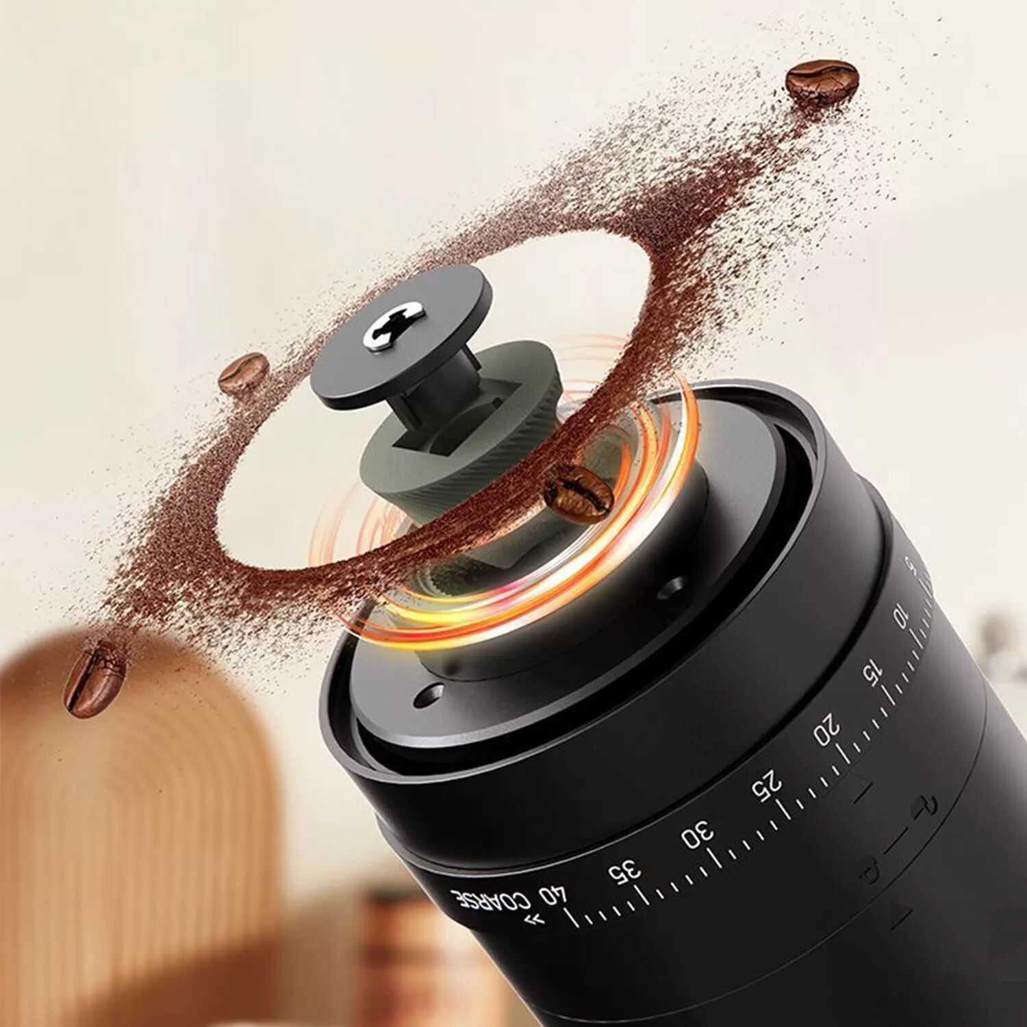 INF B2 Elektrische Kaffeemühle mit Keramikmahlwerk, Type-C wiederaufladbar, inklusive Reinigungsbürste