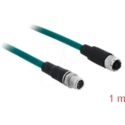DELOCK 85421 - Netzwerkkabel M12 Stecker 8 Pin X-kodiert > M12 Buchse TPU 1 m