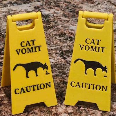 Multisell Products Hub Funny Cat Vomit Sign Bright Yellow Yard Sign For Dogs & Cats dog