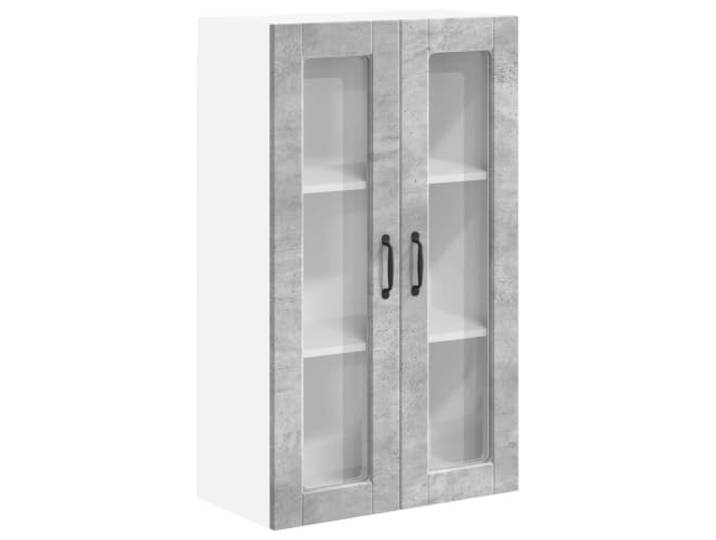 HKTMGDNG Küchen-Wandschrank 60x31x100cm Beton Grau Holzwerkstoff Platzsparender Hängeschrank für Küche und Esszimmer mit 2 Türen und 3 geräumigen Fächern für Geschirr.
