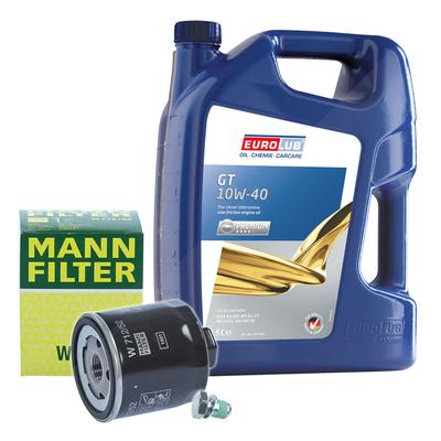 Mann-filter Ölfilter+Schraube+5L EUROLUB GT SAE 10W-40 [Hersteller-Nr. 10493168] für VW, Skoda, Seat, Audi