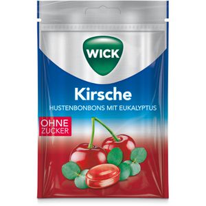 Wick Kräuterbonbons Kirsche & Eukalyptus, Hustenbonbon, zuckerfrei, im Beutel, 72g