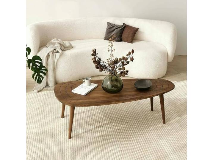 Dmora - Wohnzimmertisch Beid, Niedriger Wohnzimmertisch, Kaffeeregal, Couchtisch für Sofa, 115x50h38 cm, Nussbaum