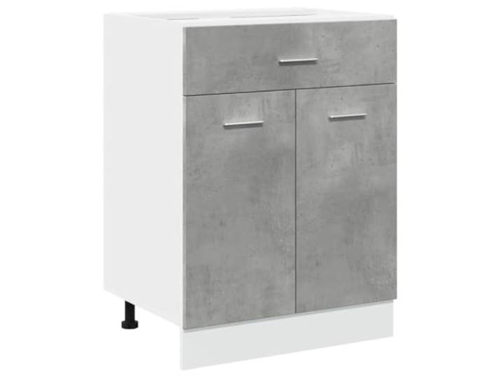 HKTMGDNG Küchenunterschrank Lyon Betongrau 60x46x81,5 cm Holzwerkstoff Kompakter Unterschrank für Küche und Hauswirtschaftsraum bietet strukturierten Stauraum mit Schublade und zwei Fächern.