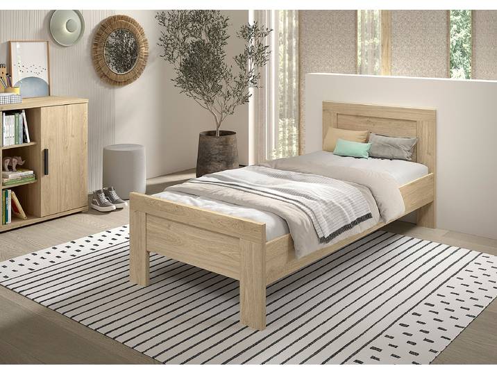 Lit simple 90 x 200cm Beige/Marron
