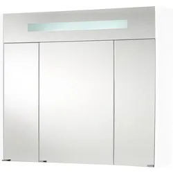 Spiegelschrank m. bel. Blende weiß Hochglanz 3 Türen 850x750x188 mm Evenes