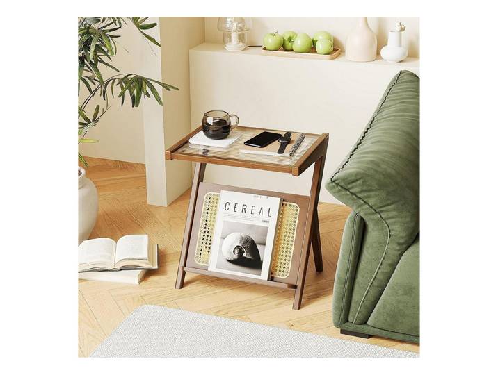 LuxusKollektion Beistelltisch Beistelltisch Bambus Glas Z-Design 55cm (1-St)