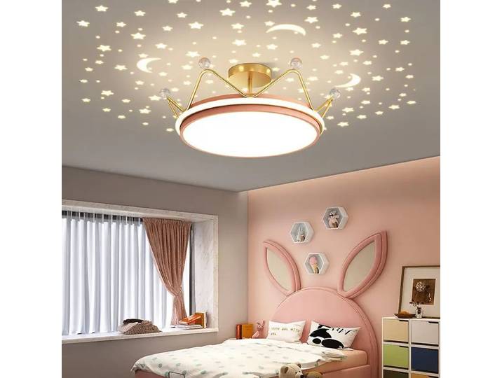 Couronne LED Dimmable plafond lustre étoile et lune lampe pendentif enfants garçons filles chambre étude enfant plafonnier chambre décor