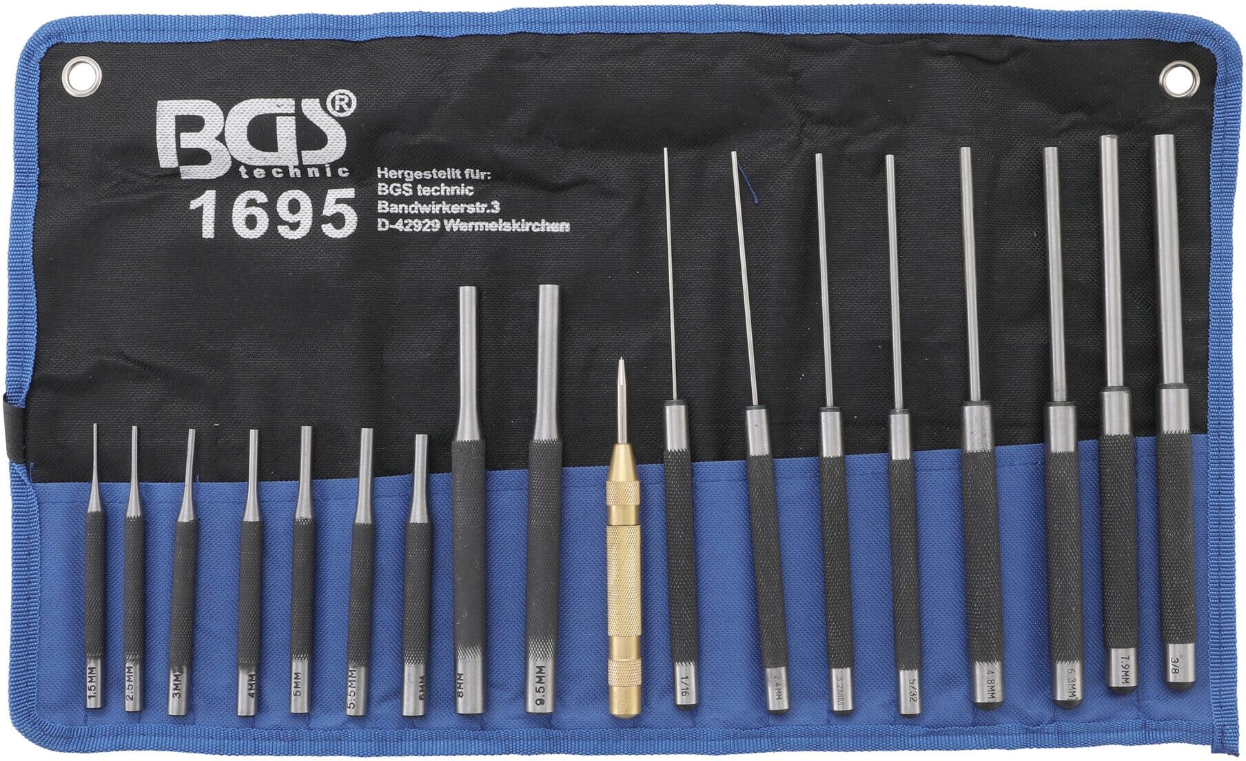 BGS Splintentreiber-Satz 100 - 150 - 200 mm 1,5 - 9,5 mm inkl. Körner 18 teilig ; BGS technic (1695)