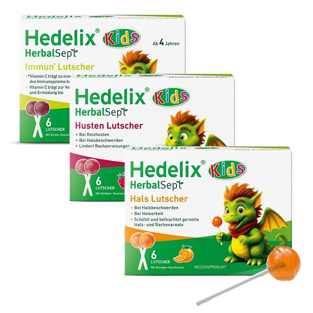 Hedelix HerbalSept Lutscher-Set Kids 3x6 St Bonbons