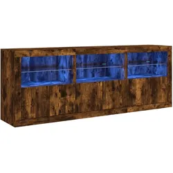 vidaXL Sideboard mit LED-Leuchten Räuchereiche 181,5x37x67 cm