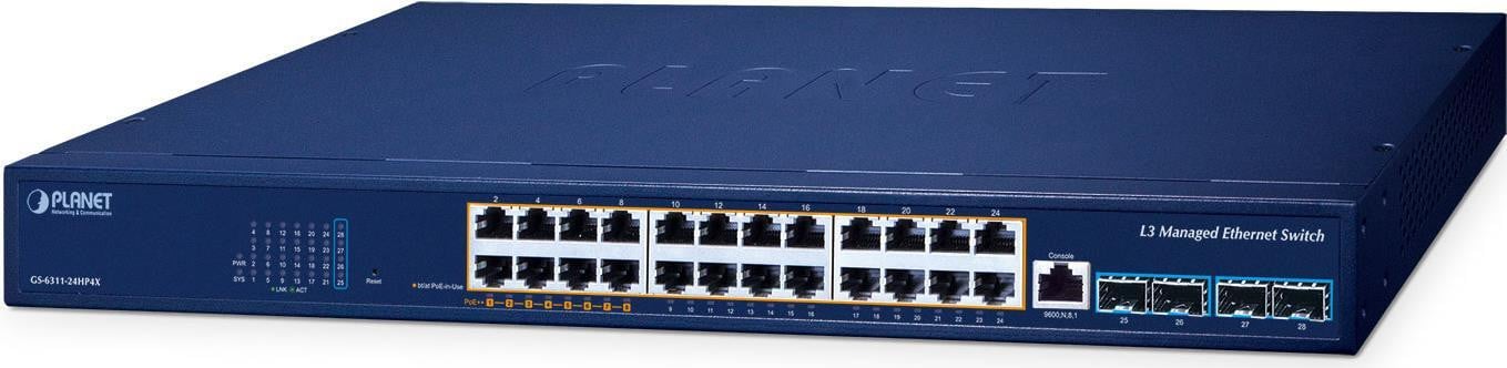 Planet Technology Corp. GS-6311-24HP4X Planet 24-Port PoE+ Managed Switch