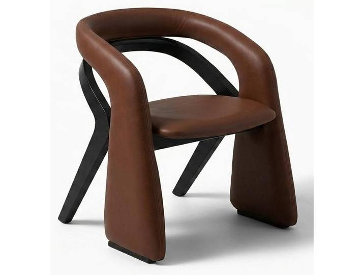 Xlmoebel Esszimmerstuhl Brauner Esszimmerstuhl aus Kunstleder mit modernem Holzdesign, Made in Europa