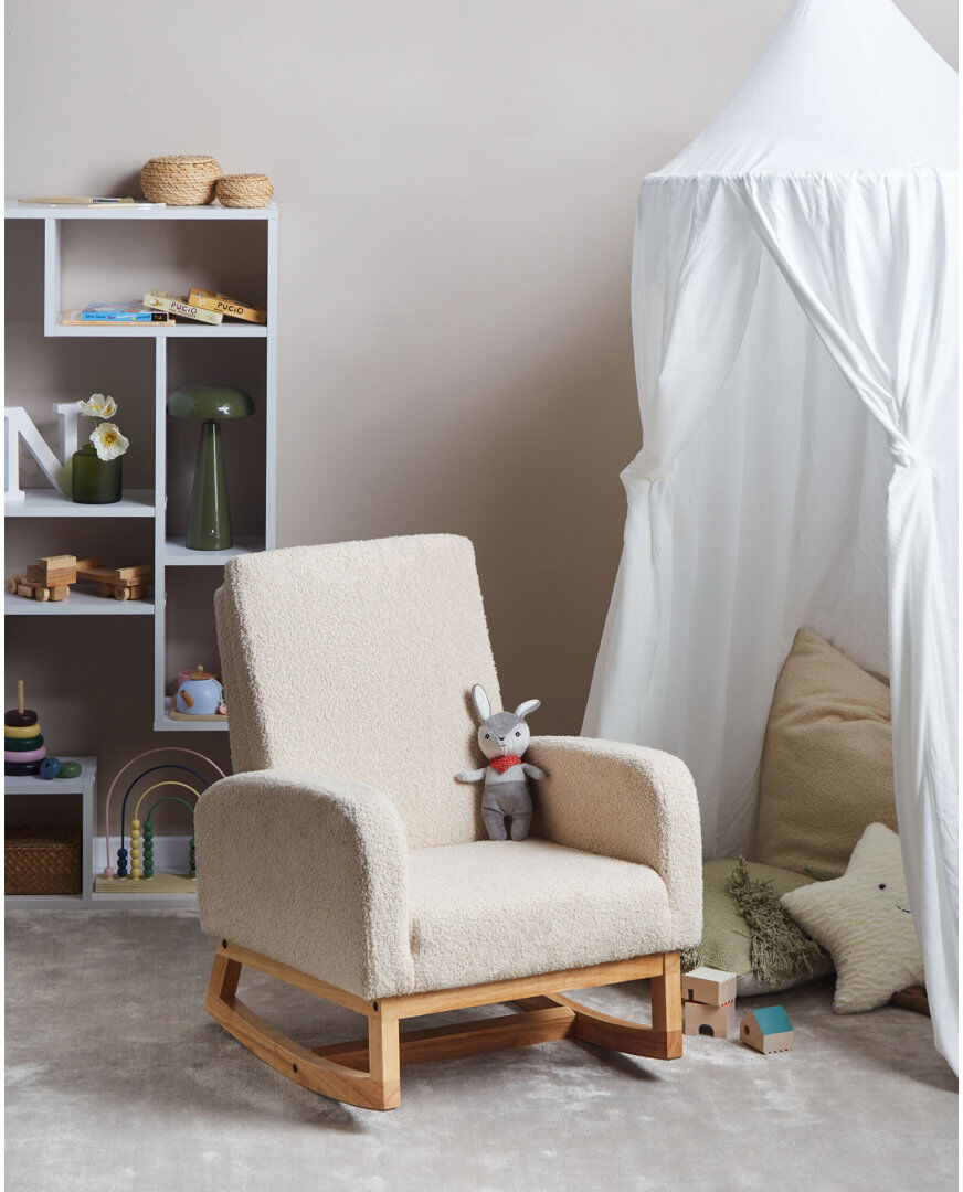Zoomie Kids Boucle Kids Rocking Chair Pastel NORBY Beige 71cm H X 54cm W X 70cm D