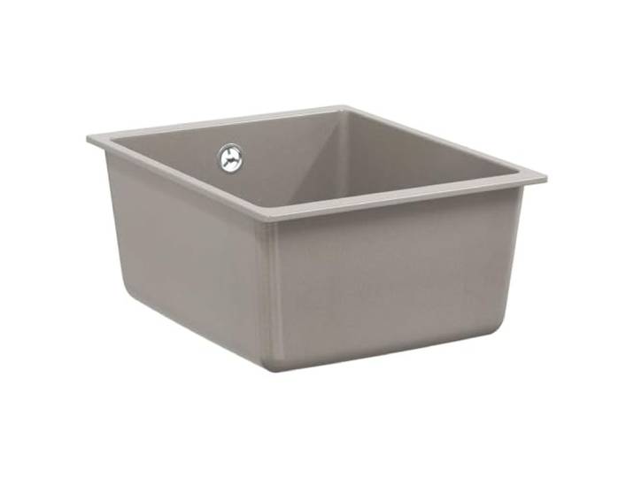 Xhnifbn Granit Küchenspüle Grau 370 x 460 mm Unterbaubecken Kompakte Spüle für die moderne Küche aus widerstandsfähigem Quarzkomposit mit Abflusssieb und hoher Hitzebeständigkeit.