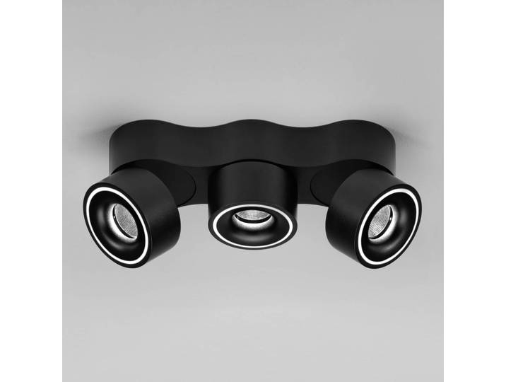 Egger Licht DLS Strahler Clippo Trio, schwarz, DALI dimmbar, schwarz, für Arbeitszimmer / Büro, Aluminium, Modern