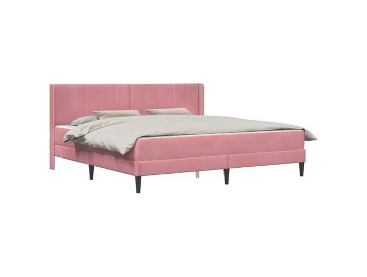 KKgypkn Modernes Samtbett Rosa 200x200 cm mit Matratze, Stabiler Sperrholzrahmen und Lattenrost für gesunden Schlaf, Schwarze gedrehte Beine, pflegeleicht.