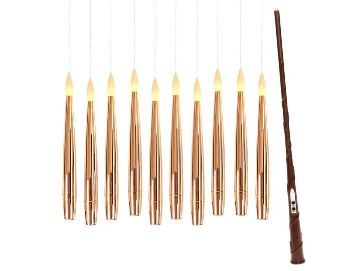 OTTO HOME LED Dekolicht 10 Schwebende LED Tafelkerze mit Zauberstab Korrinna , chrom roségold, 10, Ø 1,5cm, 11 Stk., Leuchten, mit Zauberstab als Fernbedienung, LED Dekolicht