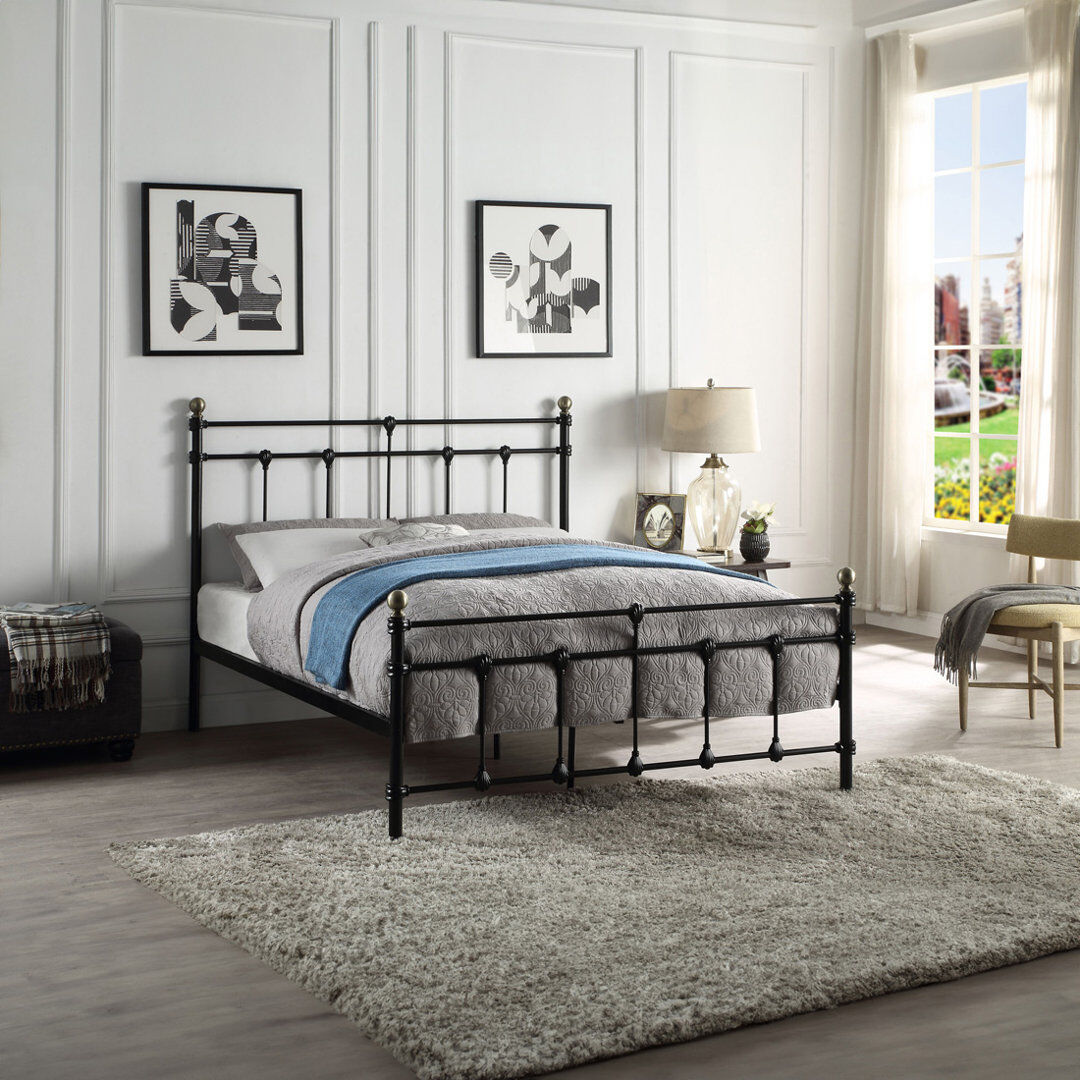 August Grove BAYFORD Bed Black Double (4'6)