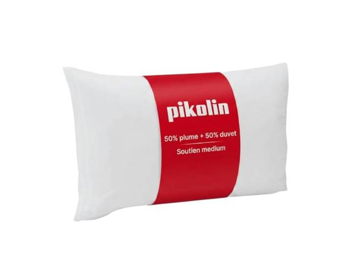 PIKOLIN Oreiller Plumes d'oie et Duvet 40x90 cm Ferme enveloppe 100 % coton anti-duvet\, garnissage 80 % plumes d'oie et 20 % duvet\, soutien ferme