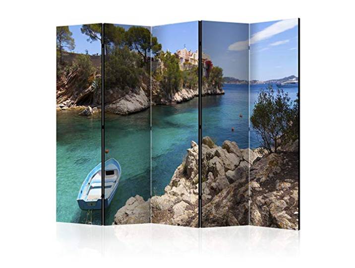 decomonkey Paravent Raumteiler Innen Landschaft Foto, 225x172 cm, 5-teilig Beidseitig, Wohnzimmer, Room Divider, Wall, Raumteiler Stehend, Trennwand, Sichtschutz, Spanische Wand, Sichtschutzwand, Holz
