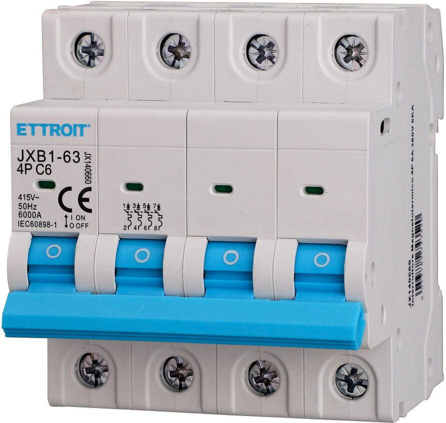 Ettroit Interruttore Magnetotermico 4p 6 A 6 Ka  Jx140660