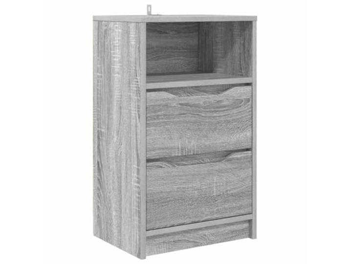GHVBNMF Nachttisch Graues Sonoma 40 x 30 x 67 cm Holzwerkstoff Kompakte Nachtkommode fuer das Schlafzimmer mit 2 geschmeidigen Schubladen und 1 Ablagefach fuer optimale Ordnung.