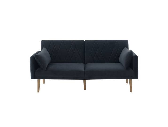 i@home Schlafsofa Zweisitzer-Sofa mit Schlaffunktion, Schlafsofa aus Samtstoff, weiß/schwarz/grau