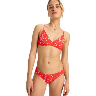 Bikini-Hose ROXY "Pt Beach Classics", Damen, Gr. XL, rot (poppy rot dancing ditsy swim), Obermaterial: 85% Polyester, 15% Elasthan., Badehosen Bikini-Hose