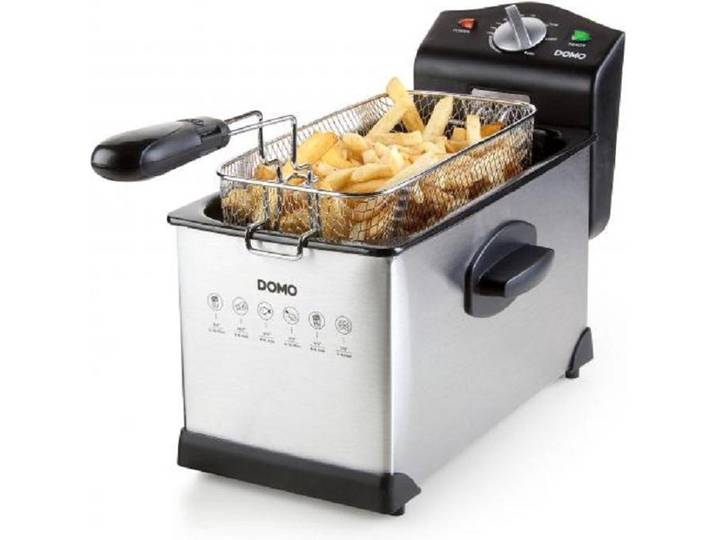 DOMO DO514FR Friteuse - 3 Liter - Frituurpan - Koude Zone - Inox - 2000W