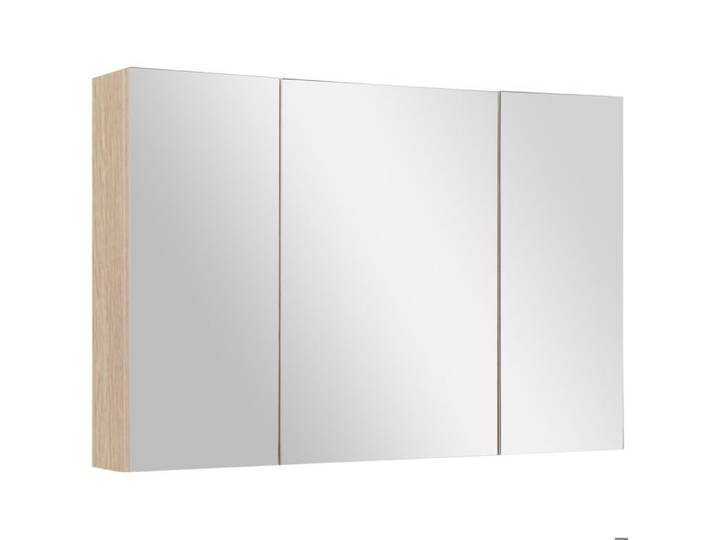 FSX Miroir Salle Bain 3 Portes Fermeture Douce Étagères Réglables Bois 90x13 5x60cm