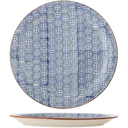 Bloomingville Karine Servierplatte Ø 35 cm aus blauem Steingut, Blau - Ø 35 cm, Höhe 3 cm