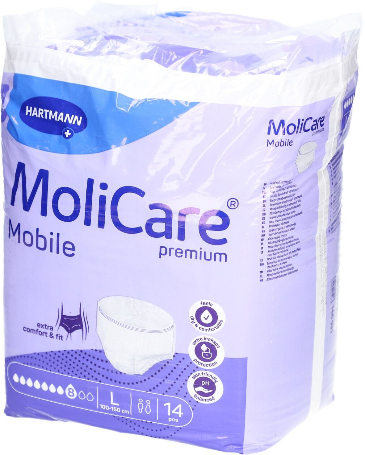 Molicare Premium Mobile 8 Tropfen Gr.L 14 St Beutel