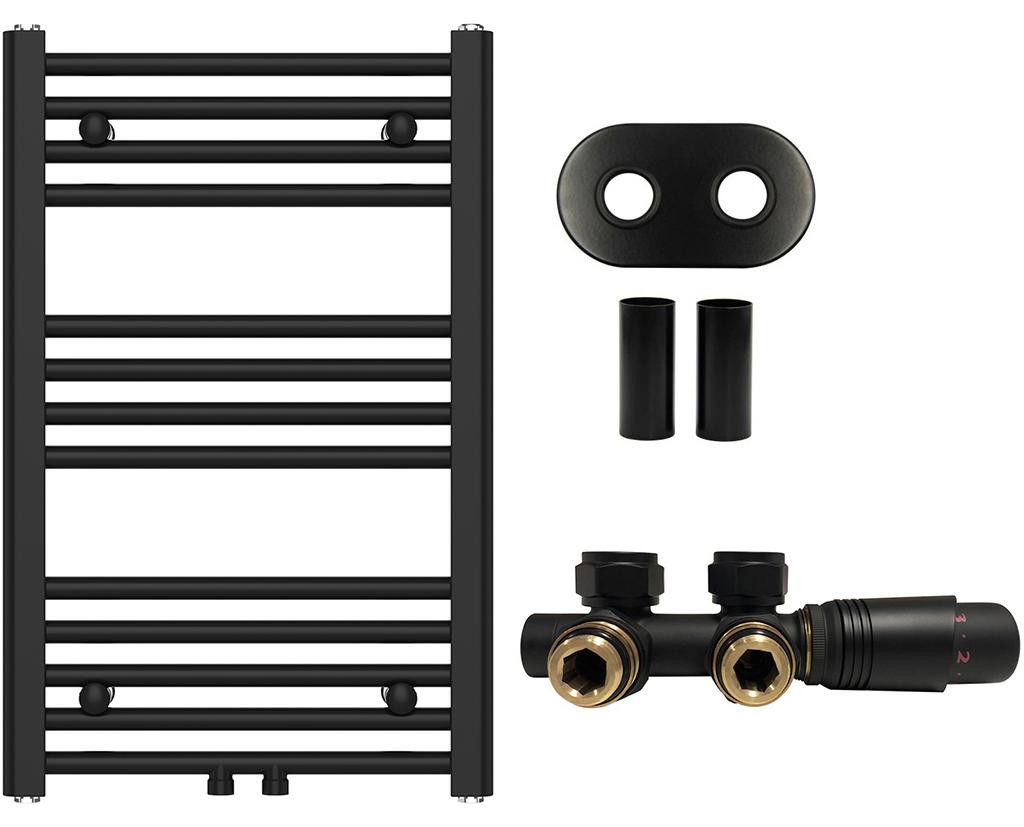 Badkamerradiator set Benito Cerano mat zwart - 265W - 700 x 450 mm