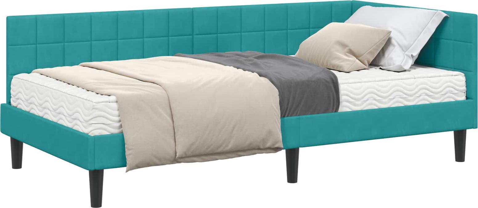 Eckbettgestell mit Matratze 2 stk. Türkis 100 x 200 cm Samt