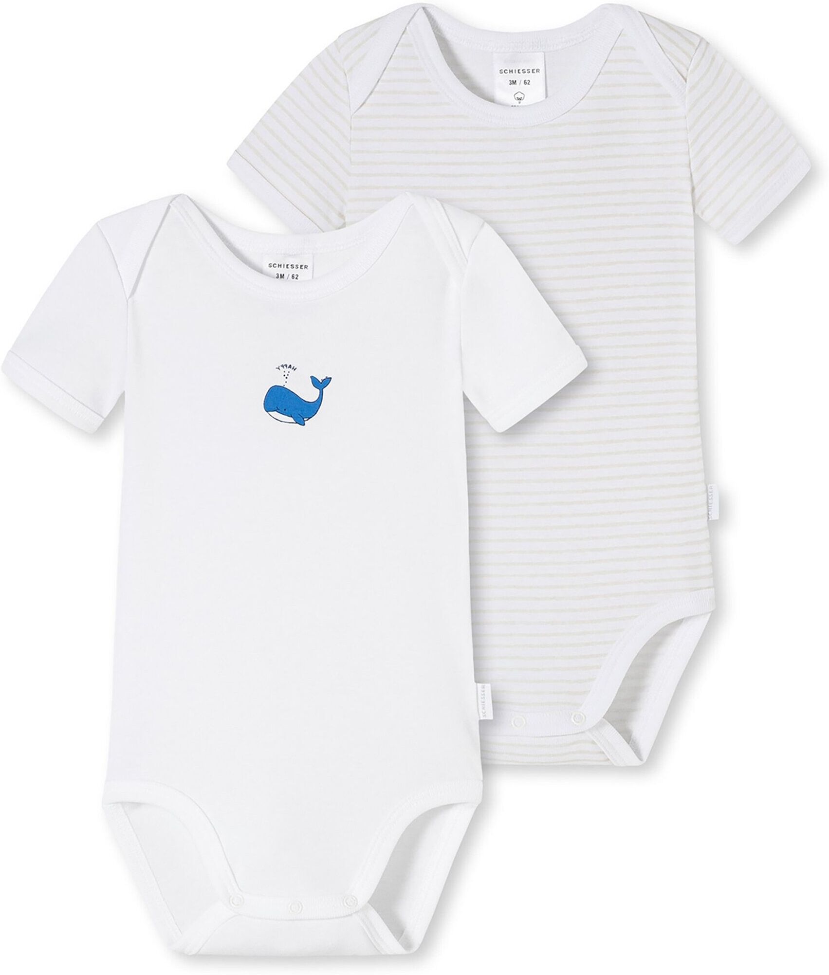 Body SCHIESSER "Strampler 2er Pack", Jungen, Gr. 92, N-Gr, weiß (weiß2), Obermaterial: 100% Baumwolle CO., Bodys Body
