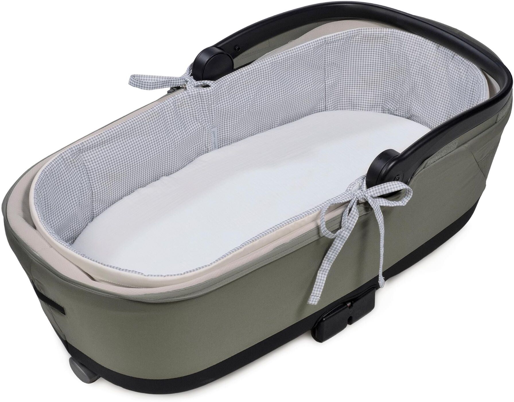 Pasito a pasito Cubre cuco varillas + Sábana ajustable cuco Little Bloom Vichy Gris.  (20 X 80 X 34 cm) Gris claro niño