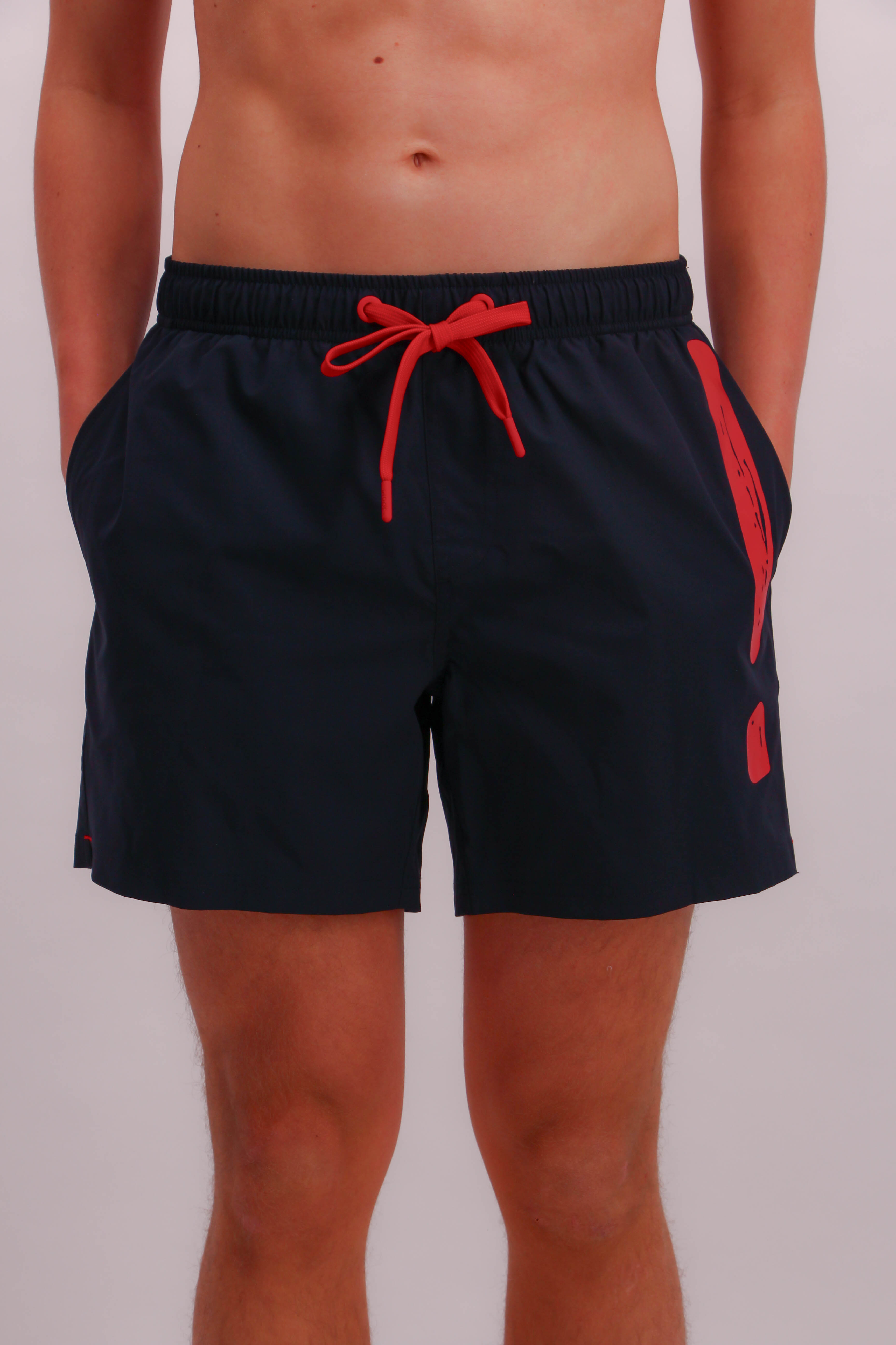 Joop! Jeans Badeshorts JOOP JEANS "Iconic", Herren, Gr. XXL, N-Gr, blau (schwarz sapphire), Web, Obermaterial: 100% Polyester, Badehosen Badeshorts, mit elastischem Tunnelzugbund schwarz sapphire XXL, N-Gr