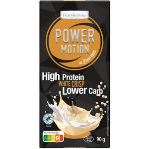 Frankonia Tafelschokolade Power Motion, White Crisp, mit Süßungsmittel Maltit, 90g