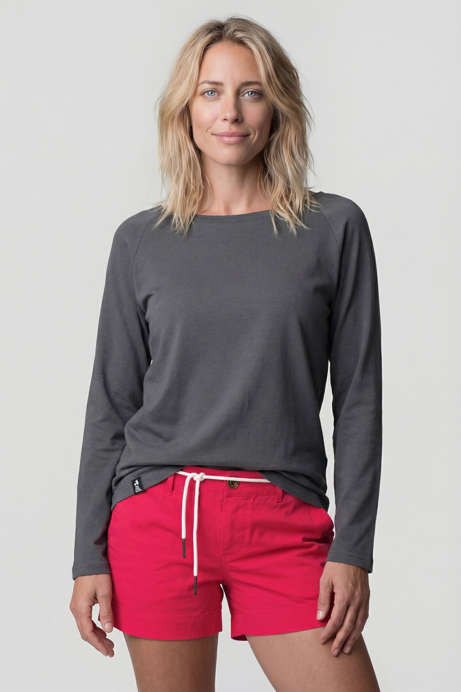 Langarmshirt ALIFE & KICKIN, Damen, Gr. S, grau (alife, iron gate), 100% Baumwolle (Bio), Rundhals, Shirts Langarmshirt alife, iron gate S
