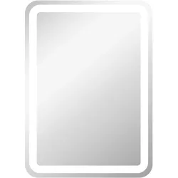 BADSPIEGEL, 50 x 70 cm LED Badezimmerspiegel mit 3 Lichtfarben, Touch-Schalter