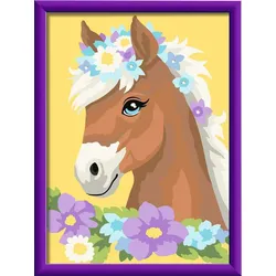 Ravensburger Beschäftigung - CreArt, Malen nach Zahlen Kinder - Pferd mit Blumen